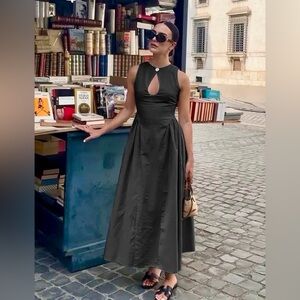 Commense Cotton & Linen Pleated Dress